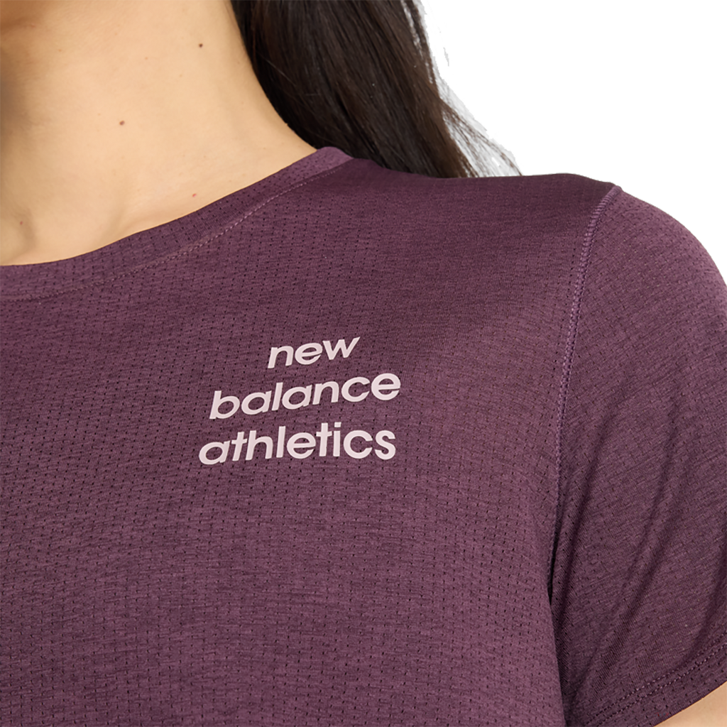 New Balance Athletics Graphic T-Shirt — Plum Brown Heather — Size Large — Detail View