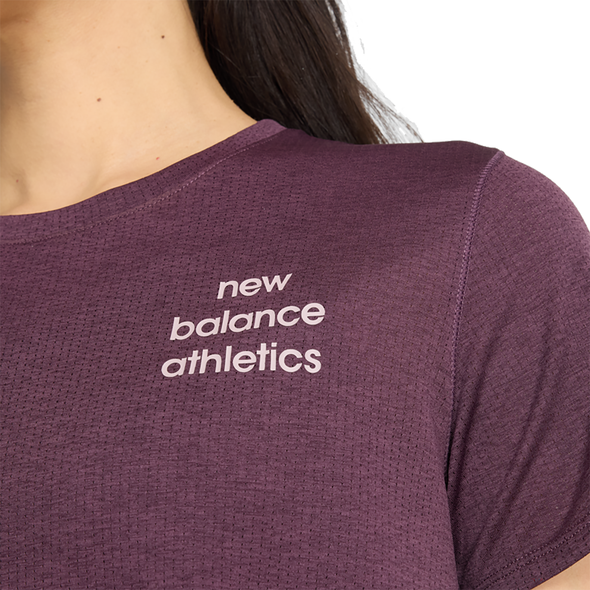 New Balance Athletics Graphic T-Shirt — Plum Brown Heather — Size Large — Detail View